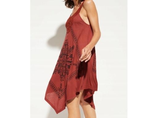 B.P.C sukienka plażowa brązowa z nadrukiem asymetryczna 44/46.