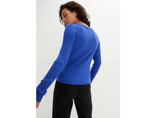 B.P.C bluzka dzianinowa chabrowa prążkowany materiał ^32/34