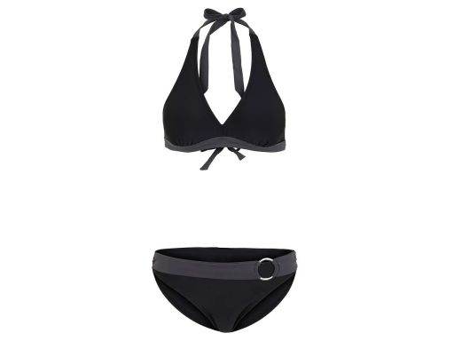 B.P.C. bikini wiązane trójkątne miseczki czarno-antracytowe z figami 4