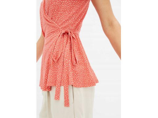 B.P.C bluzka damska kopertowa koralowa we wzorek r.32/34