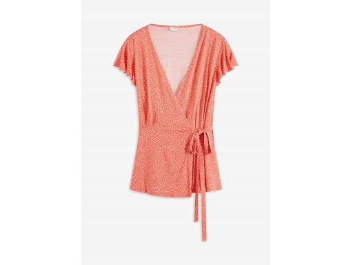 B.P.C bluzka damska kopertowa koralowa we wzorek r.32/34