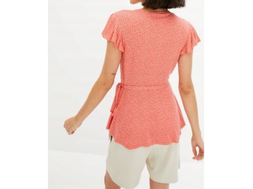B.P.C bluzka damska kopertowa koralowa we wzorek r.32/34