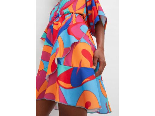 B.P.C wielokolorowa sukienka z falbanek kopertowa ^36/38