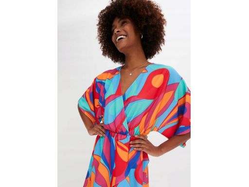 B.P.C wielokolorowa sukienka z falbanek kopertowa ^36/38