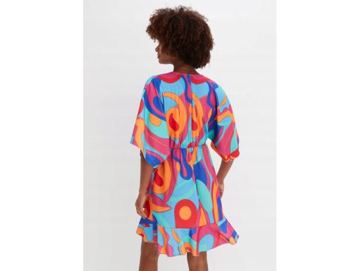 B.P.C wielokolorowa sukienka z falbanek kopertowa ^36/38