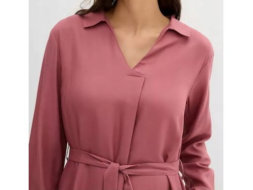 B.P.C sukienka midi ciemny, brudny róż z paskiem z wiskozy r.48