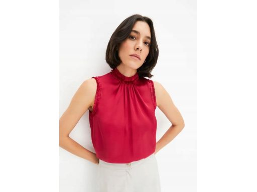 B.P.C top satynowy bez rękawów ciemna fuksja 54.