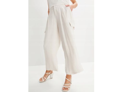 B.P.C spodnie proste kreszowane piaskowe z kieszeniami ^44