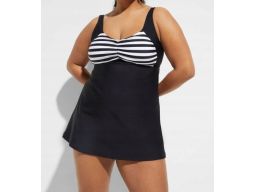 B.P.C tankini czarno-białe w paski z figami z wysokim stanem 52.