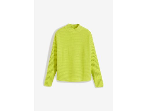B.P.C sweter prążkowany ze stójką limonkowy r.52/54
