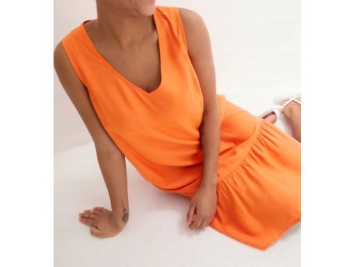 B.P.C sukienka pomarańczowa wiskozowa w fasonie litery A ^48