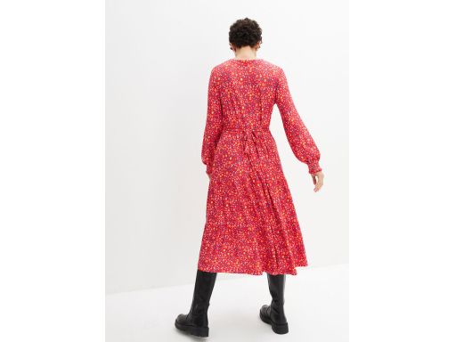 B.P.C Czerwona sukienka w drobne kwiatuszki midi ^40/42