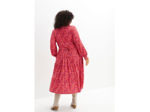 B.P.C Czerwona sukienka w drobne kwiatuszki midi ^40/42