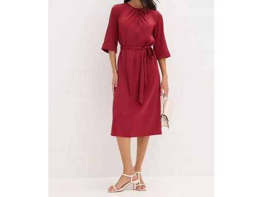 B.P.C satynowa sukienka midi bordowa ^46