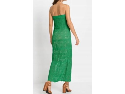 B.P.C sukienka koronkowa dzianinowa ażurowa bandeau zielona 36/38.