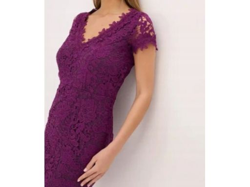 B.P.C. sukienka koronkowa ołówkowa fioletowa ^36