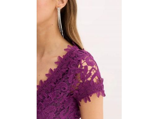 B.P.C. sukienka koronkowa ołówkowa fioletowa ^36