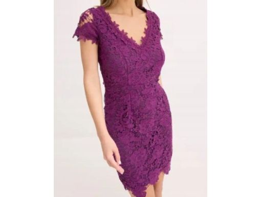 B.P.C. sukienka koronkowa ołówkowa fioletowa ^36
