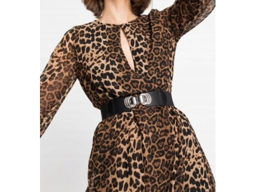 B.P.C pasek z gumy czarny z ozdobną, srebrną klamrą r.105 cm