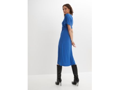 B.P.C niebieska sukienka midi z marszczeniem 48/50.