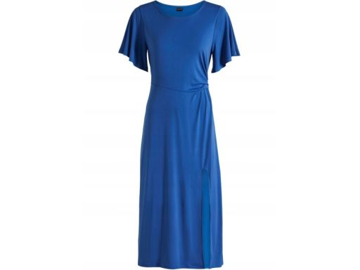 B.P.C niebieska sukienka midi z marszczeniem 48/50.