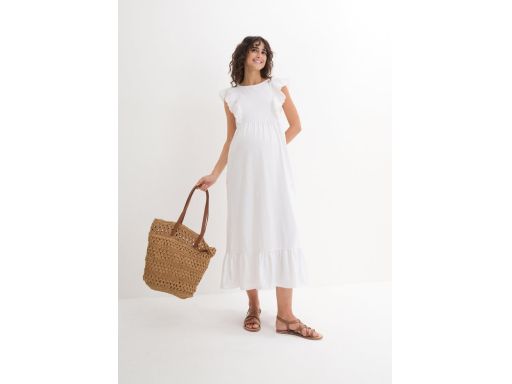 B.P.C sukienka ciążowa biała midi z koronką ^44/46