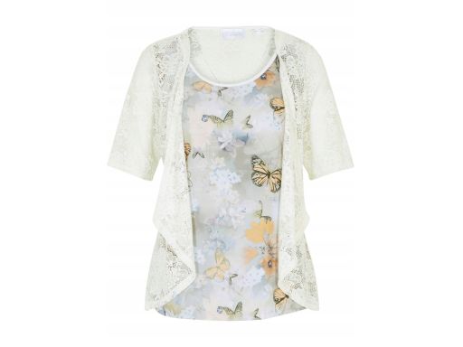 B.P.C bluzka 2w1 - bluzka w motylki z wszytym wdziankiem koronkowym 48