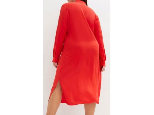 B.P.C czerwona sukienka koszulowa midi z przewiązaniem 52.