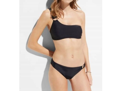 B.P.C bikini opaska bandeau czarna na jedno ramię z czarnymi figami 40