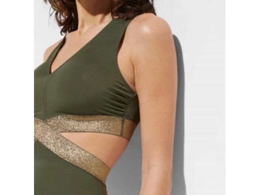 B.P.C kostium kąpielowy monokini khaki z wycięciami 40.