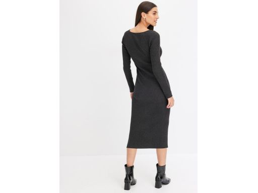 B.P.C sukienka antracytowa dzianinowa prążkowana 44/46.