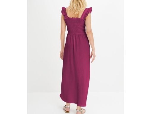 B.P.C sukienka maxi krepowana bordowo-fioletowa r.36/38
