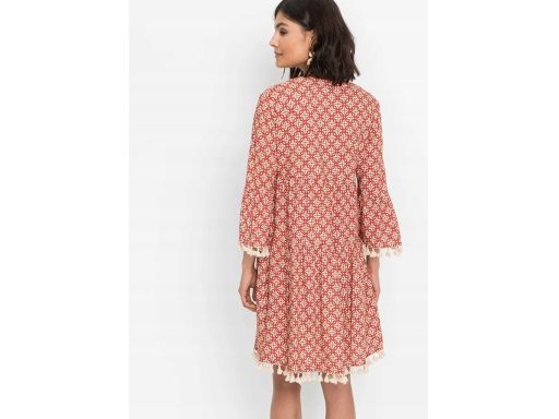 B.P.C sukienka tunikowa we wzory z frędzlami boho ^44