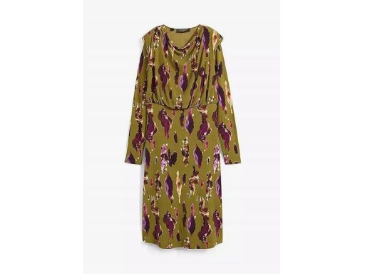 B.P.C sukienka midi we wzory z poduszkami i lejącym dekoltem 48/50.