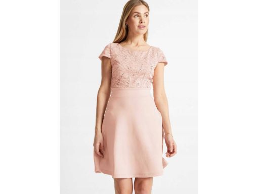 B.P.C sukienka koronkowa z cekinami antyczny róż ^36/38