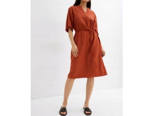 B.P.C brązowa sukienka midi wiskozowa r.38