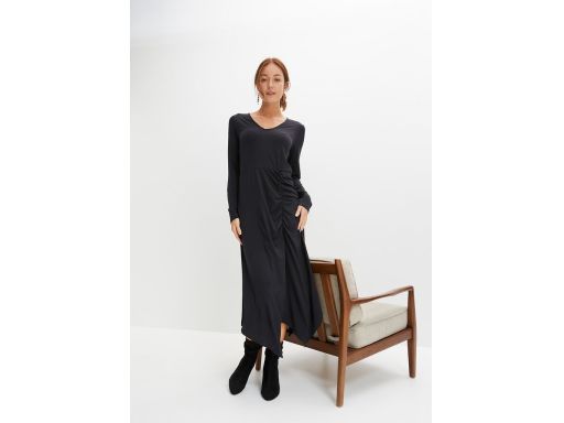 B.P.C czarna sukienka midi z marszczeniem ^40/42