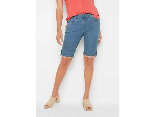 B.P.C jeansowe bermudy damskie z kolorową podszewką r.54