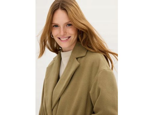 B.P.C płaszcz klasyczny w optyce wełny khaki ^44