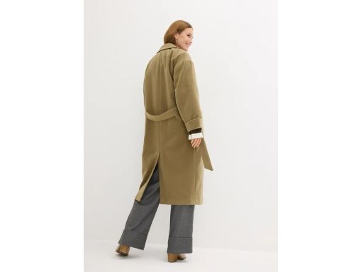 B.P.C płaszcz klasyczny w optyce wełny khaki ^44