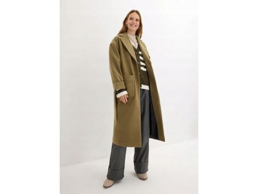 B.P.C płaszcz klasyczny w optyce wełny khaki ^44