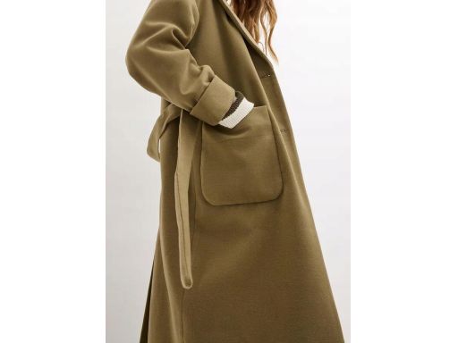 B.P.C płaszcz klasyczny w optyce wełny khaki ^44