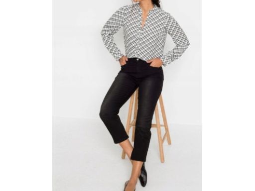 B.P.C biała bluzka z długim rękawem w kratkę 40