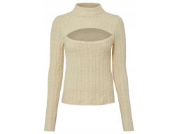 B,P.C beżowy sweter z wycięciem w dekolcie ^40/42