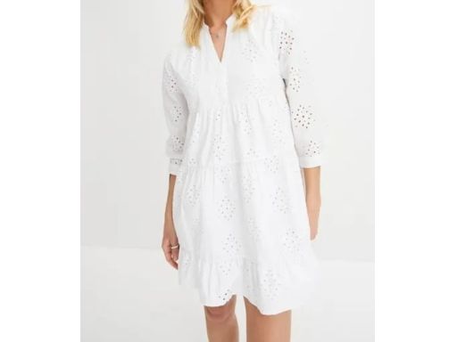 B.P.C biała sukienka z ażurowym haftem 46.
