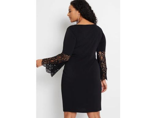 B.P.C czarna sukienka z laserowym wycięciem na rękawach ^40/42