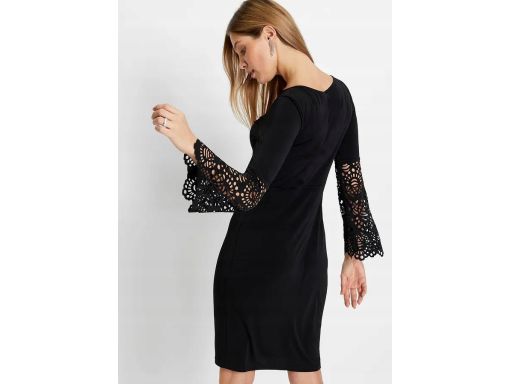 B.P.C czarna sukienka z laserowym wycięciem na rękawach ^40/42
