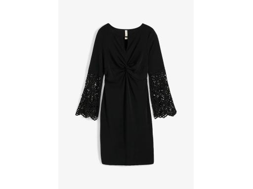 B.P.C czarna sukienka z laserowym wycięciem na rękawach ^40/42