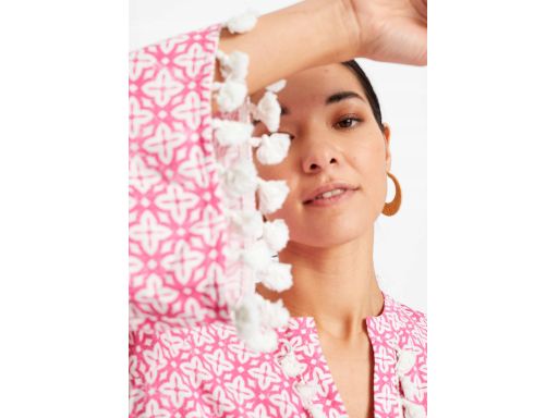 B.P.C sukienka tunikowa we wzory z frędzlami boho różowa r.36