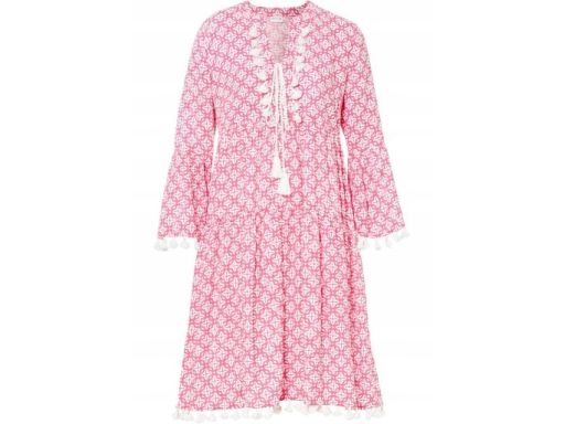 B.P.C sukienka tunikowa we wzory z frędzlami boho różowa r.36